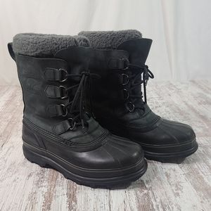 Men's Sorel Waterproof boots removable inner sherpa lined Size 9 black/gray